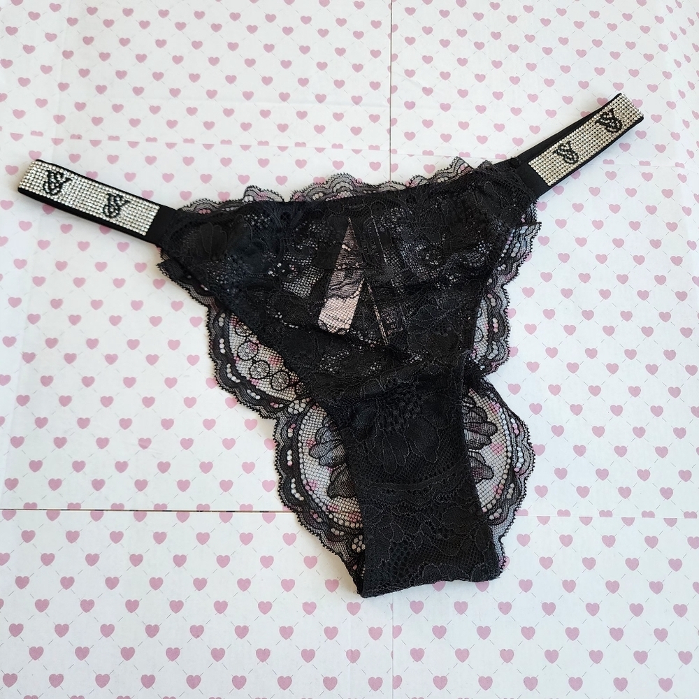 Victoria Secret Shine Chain Strap Lace Brazilian Panty